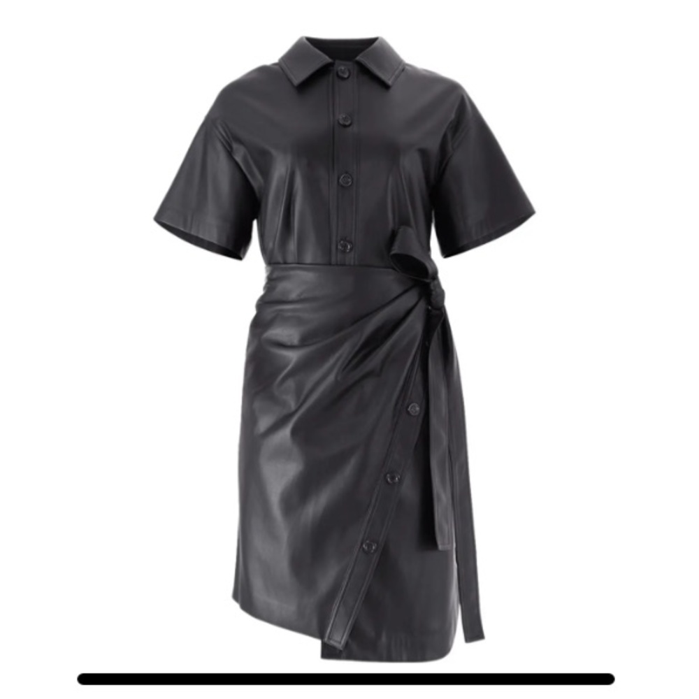 GOEN Leather Wrap Dress, Small